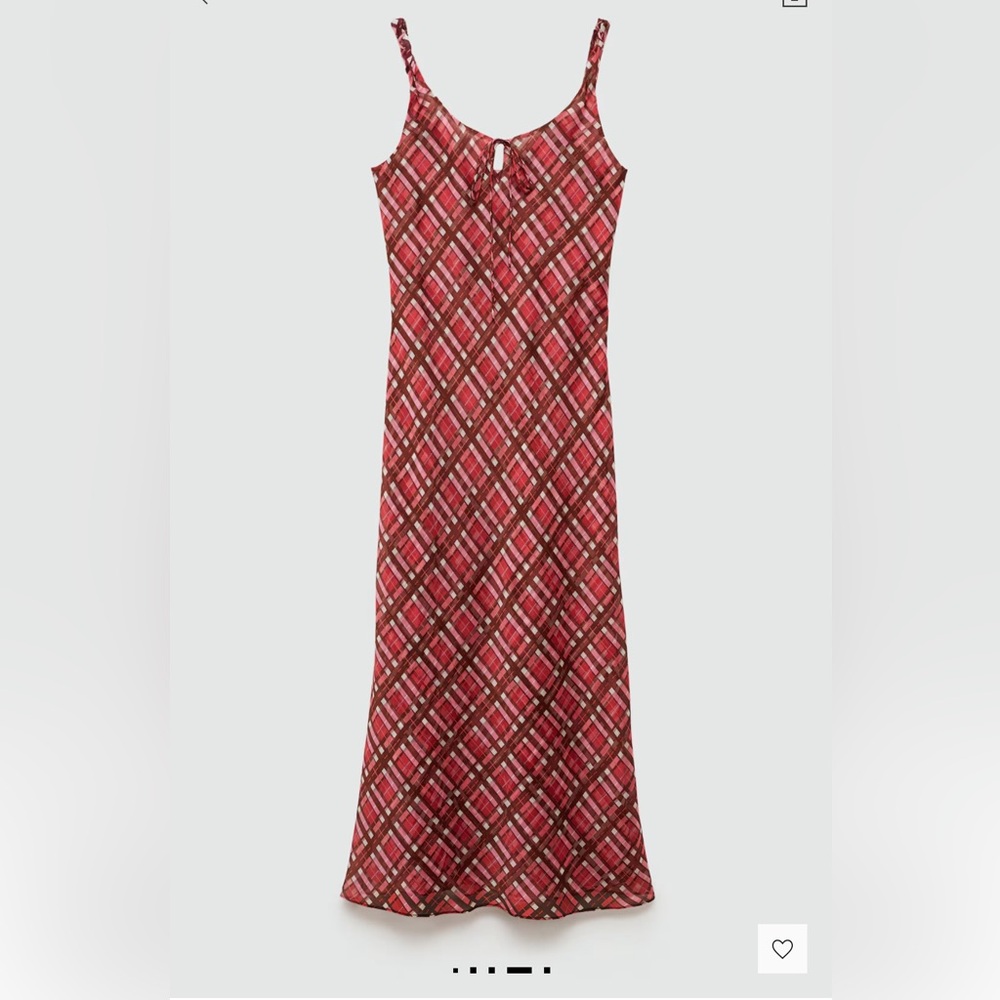 Mango checked print long dress